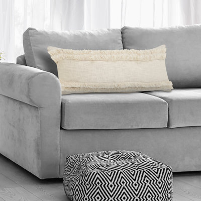 Coastal Solid Color Fringed 100% Cotton Decorative Throw Pillow Cover