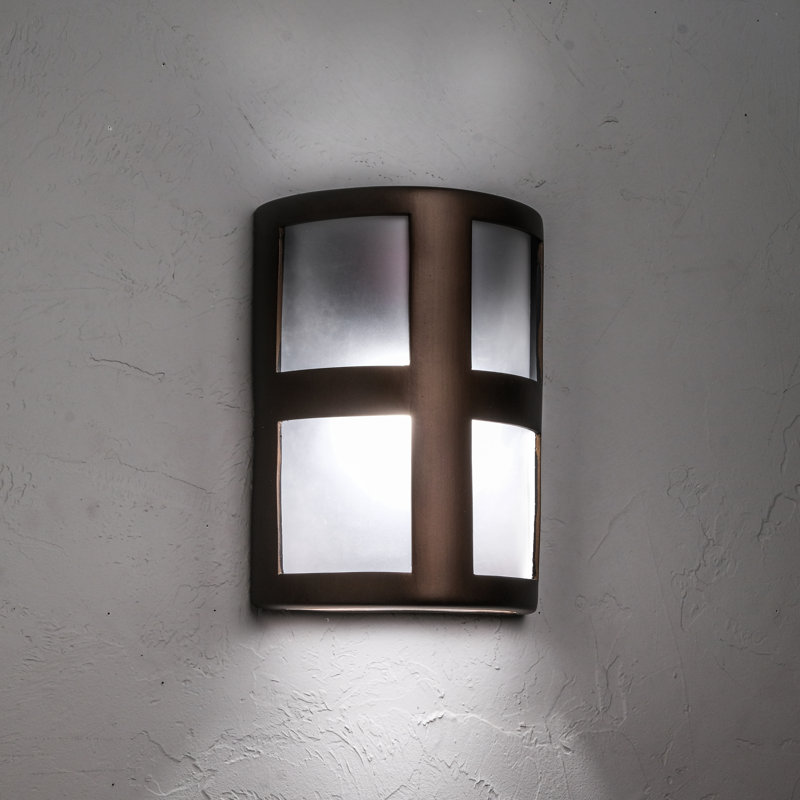 Coan Ceramic Outdoor Wall Light, LED Bulb Included, 13" H x 9.5" W x 5" D, Rubbed Bronze