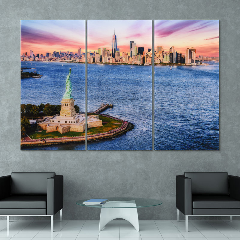 New York View ABC - Ensemble de 3 peintures sans cadre sur verre