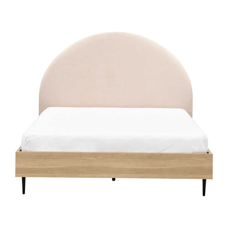 Bed Boucle MILLAY 200 cm Beige, European Double (140 x 200 cm)