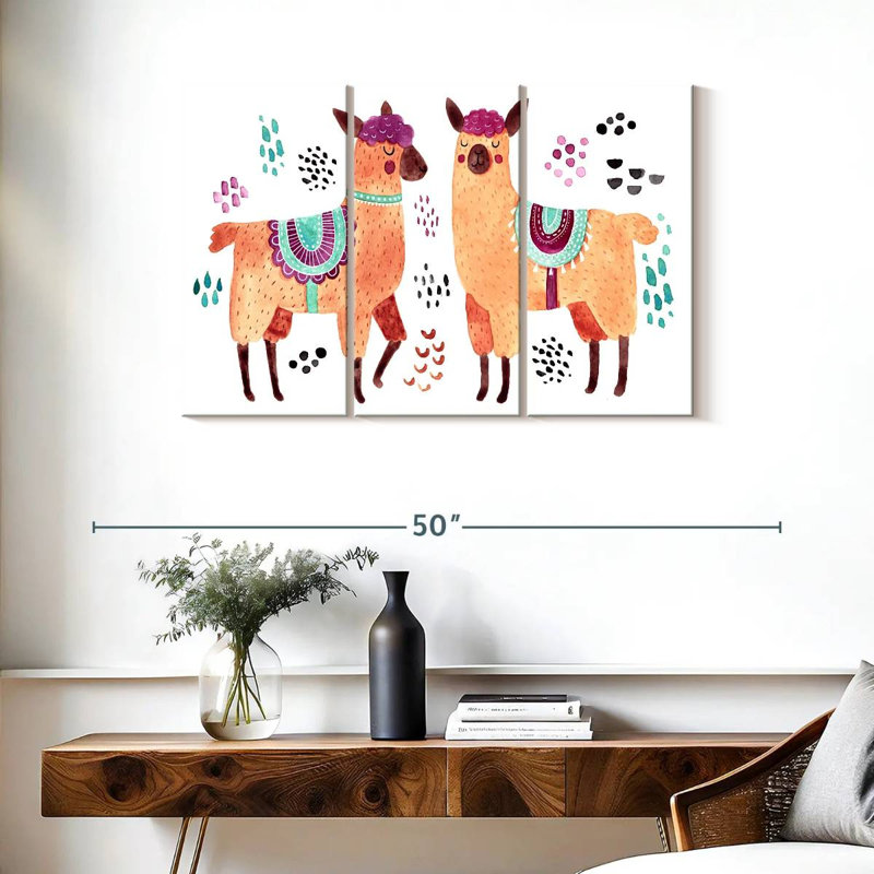 Lamas colorés, H 24 po x l 38 po