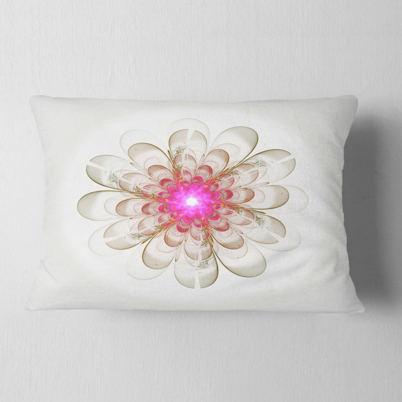 Coussin décoratif simple imprimé floral blanc et rose
