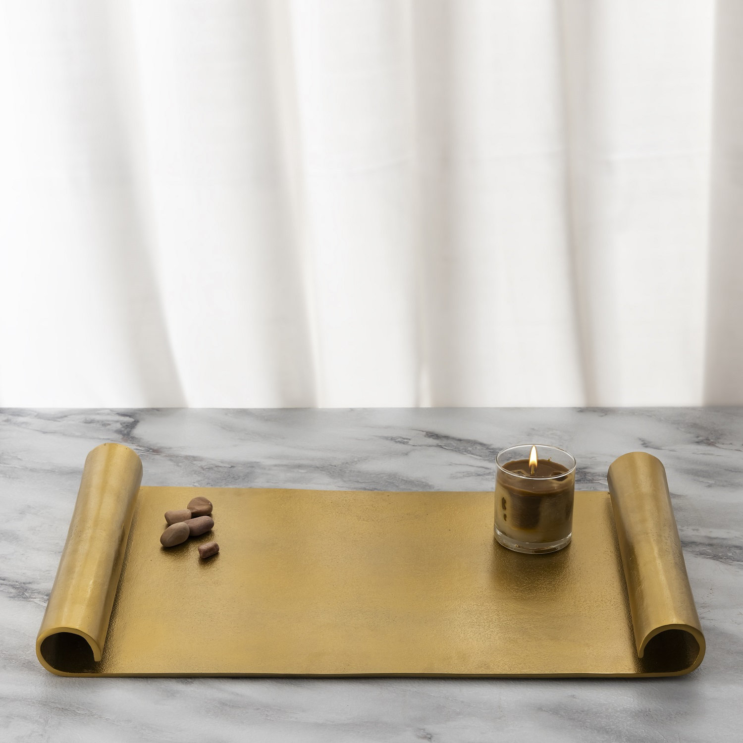 Brass Decorative Tray, Gold, 25"W x 15"D x 2"H