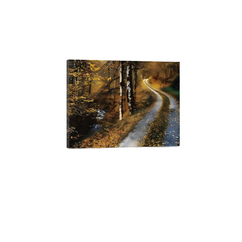 «Winding Road At Autumn», art mural sur toile sans cadre 24 po x 18 po