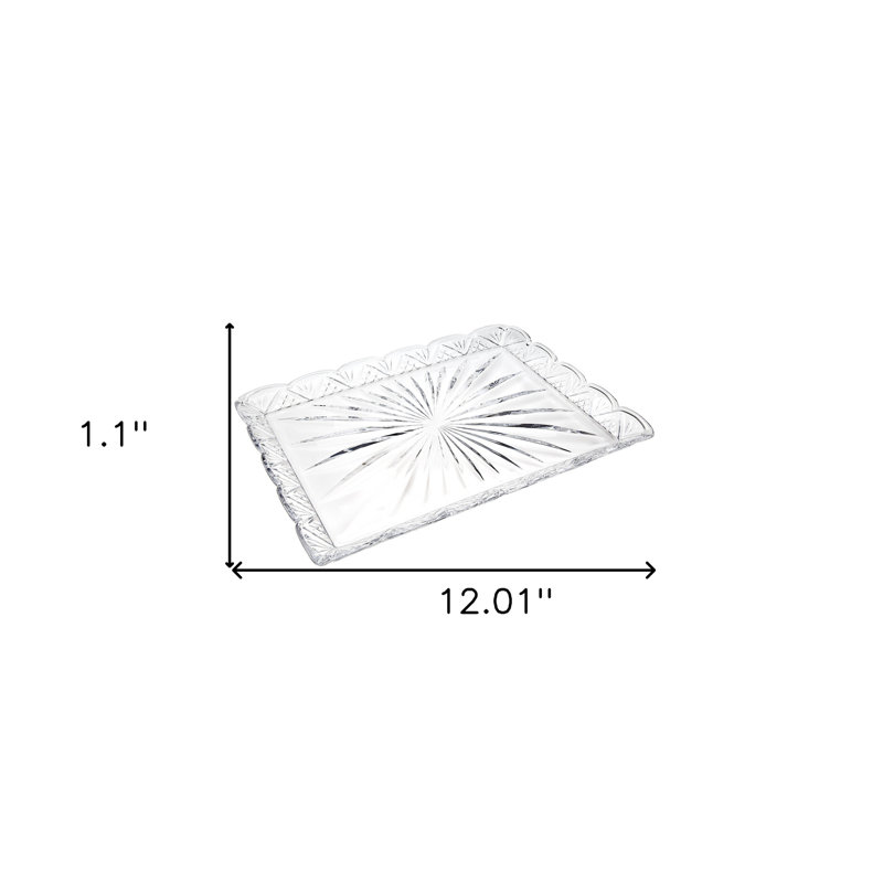 16" Clear Rectangular Crystal Serving Tray