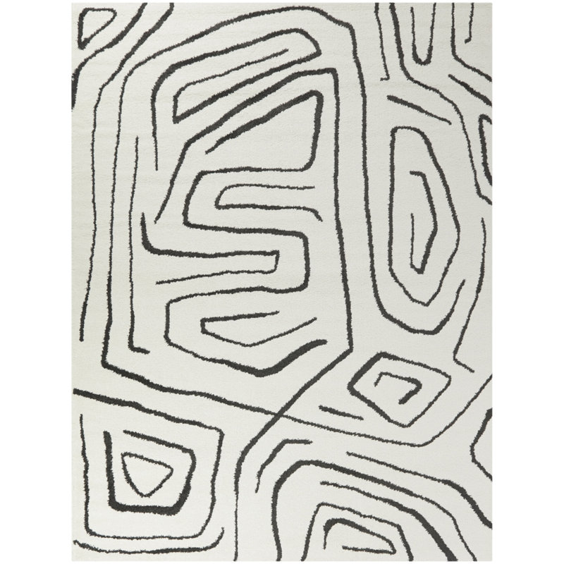 Tapis crème / noir Arlington, Rectangle 6 pi 7 po x 9 pi