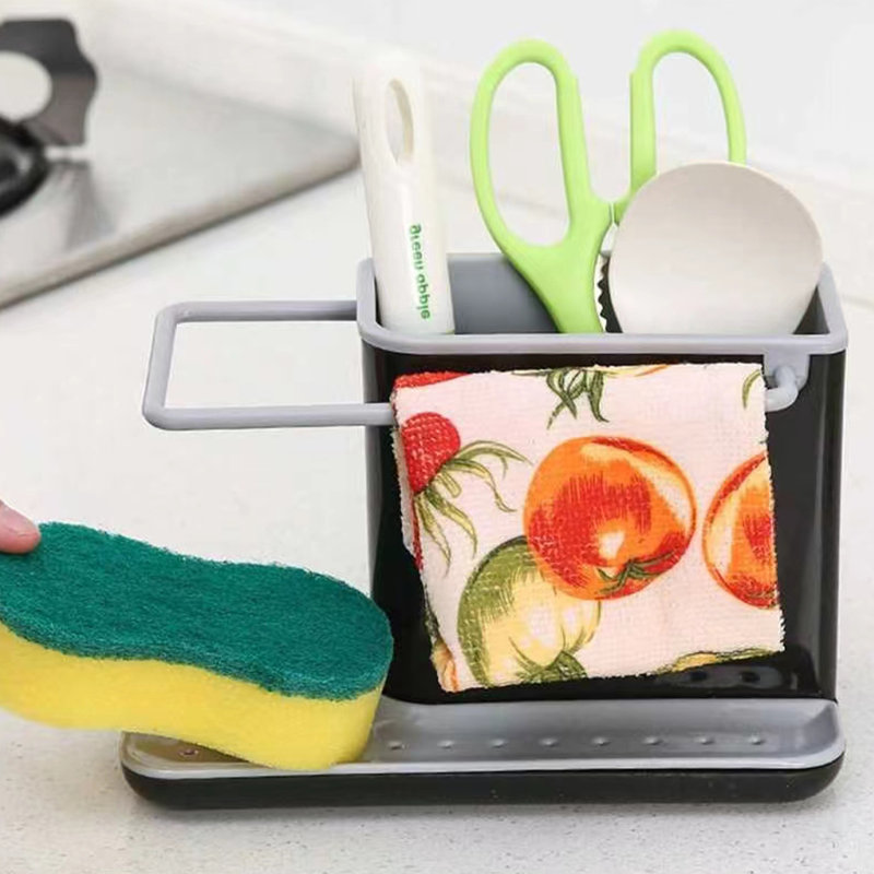 Genata Plastic Sink Caddy, Black/Gray