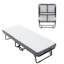 Lit pliant avec matelas pour adultes, lit pliable en métal de 75 x 31 pouces pour les invités avec matelas en mousse à mémoire de forme sur roulettes, permettant d'économiser de l'espace