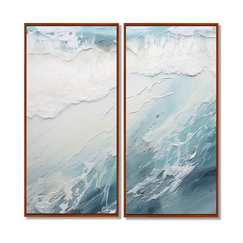 «Soft Color Minimal Beach Wave I», reproduction d'art sur toile 2 pièces, H 40 po x l 40 po, Brun