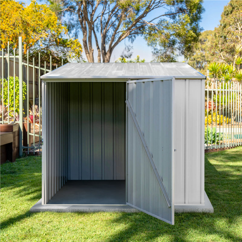 Absco Utility 5 ft. W x 5 ft. D Metal Galvanized Steel Pool Pump Multipurpose Storage Shed Surfmist, Surfmist