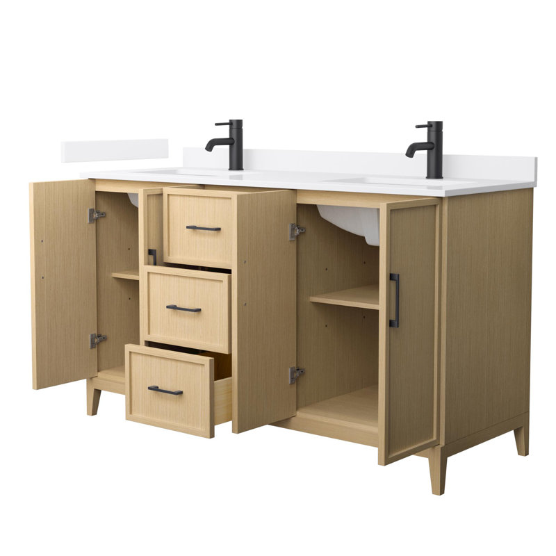 Elan 60'' W Vanity, Matte Black, Single, Tan