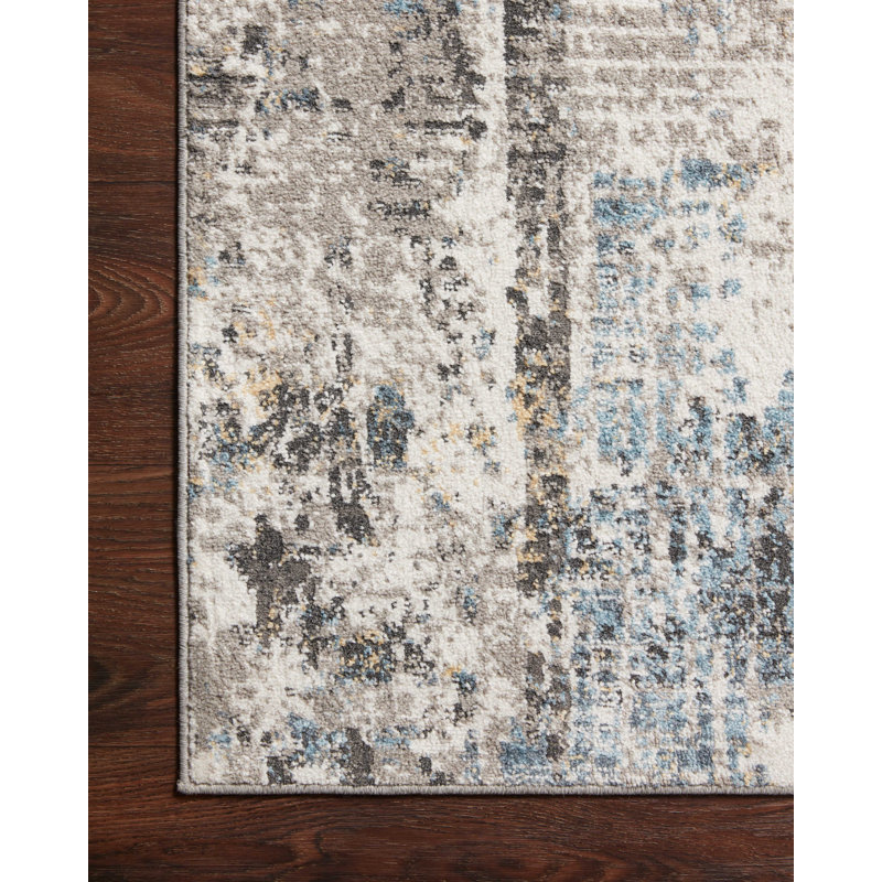 Tapis abstrait ardoise / brume Houten, Rectangle 11 pi 6 po x 15 pi 5 po
