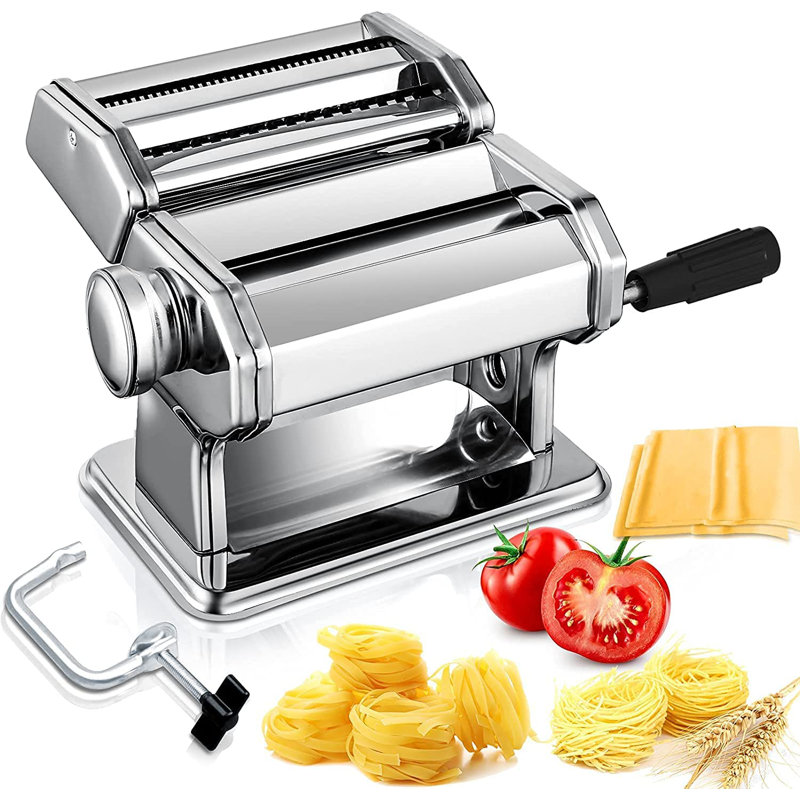 Himimi 7 Adjustable Thickness Settings Manual Pasta Maker with Rollers, Bench Clamp, and Cutter
