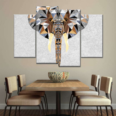 «Geometric Colorful Elephant», reproduction d'art sur toile
