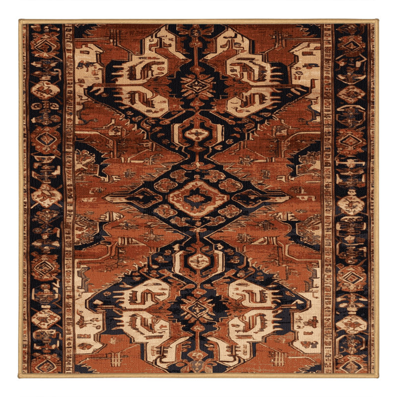 Tapis brun turc lavable à la machine, Carré 4 pi