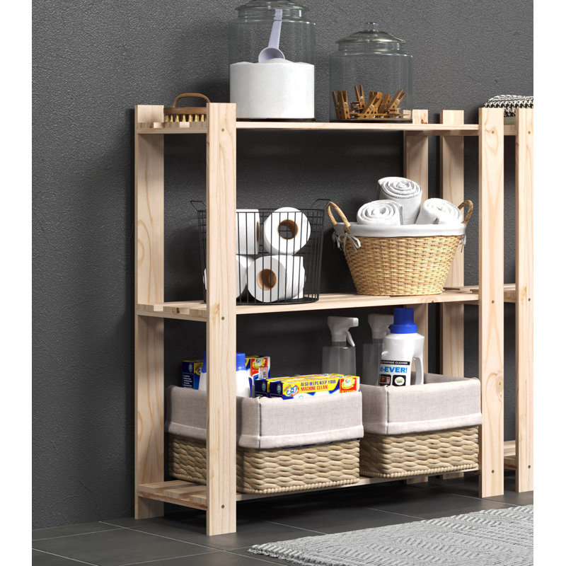 Bookcase, 3 Shelf Storage Unit, Pre-sanded, 90cm H x 80cm W x 30cm D