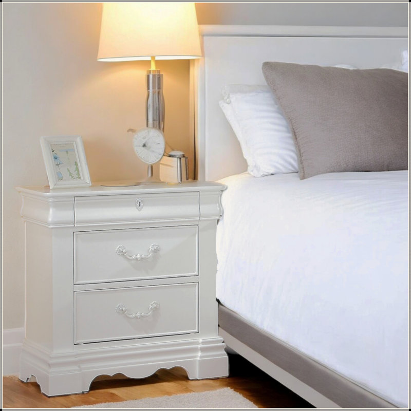 Charmante table de chevet en bois avec tiroirs cachés pour chambre à coucher élégante