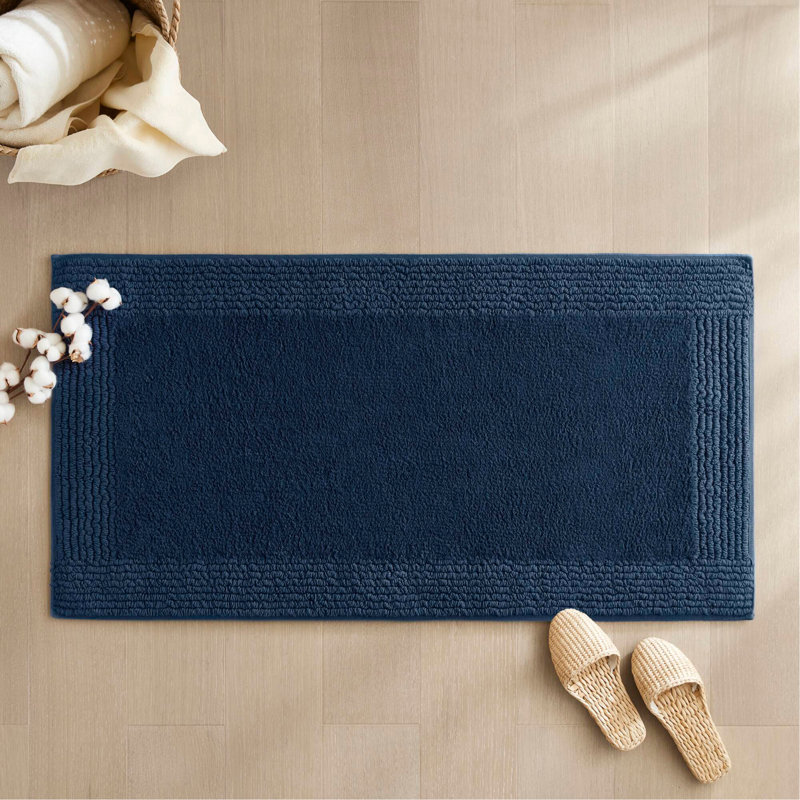 1 tapis de bain réversible 100% coton touffeté 3000 g / m² 24 x 60 po Bleu marine, Tapis de couloir 2 pi x 5 pi