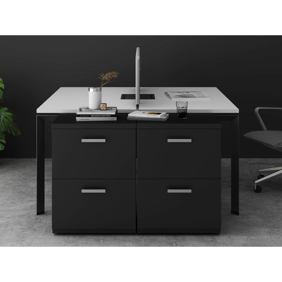 My-Hite Metal Vertical Filing Cabinet with 2 Drawers, 4 Casters, Interlock System Friant 