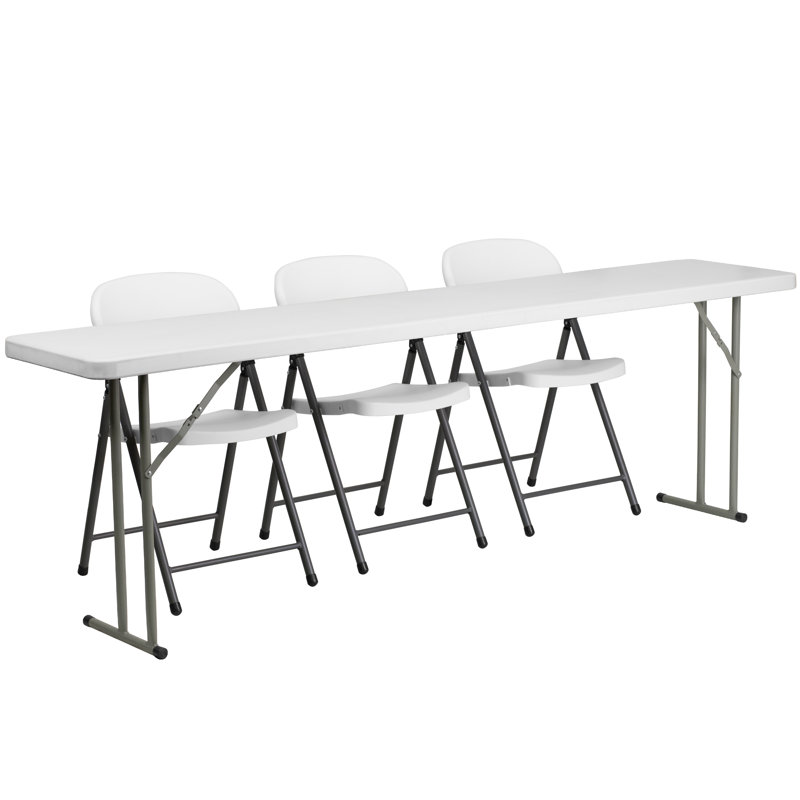 Ensemble de table de formation pliante en plastique 18 po x 96 po avec 3 chaises pliantes en plastique Parker