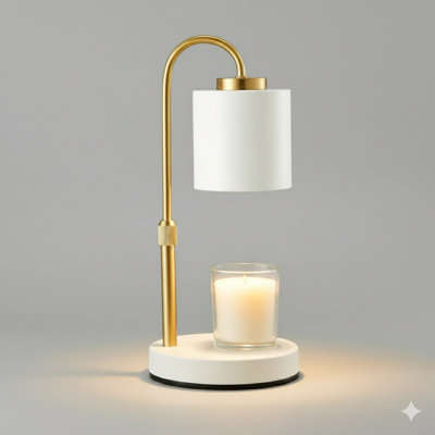 Lampe pour bougie avec minuterie et gradateur, chauffe-bougie à cire électrique à hauteur réglable pour bougies en pot, cadeaux pour maman, or blanc