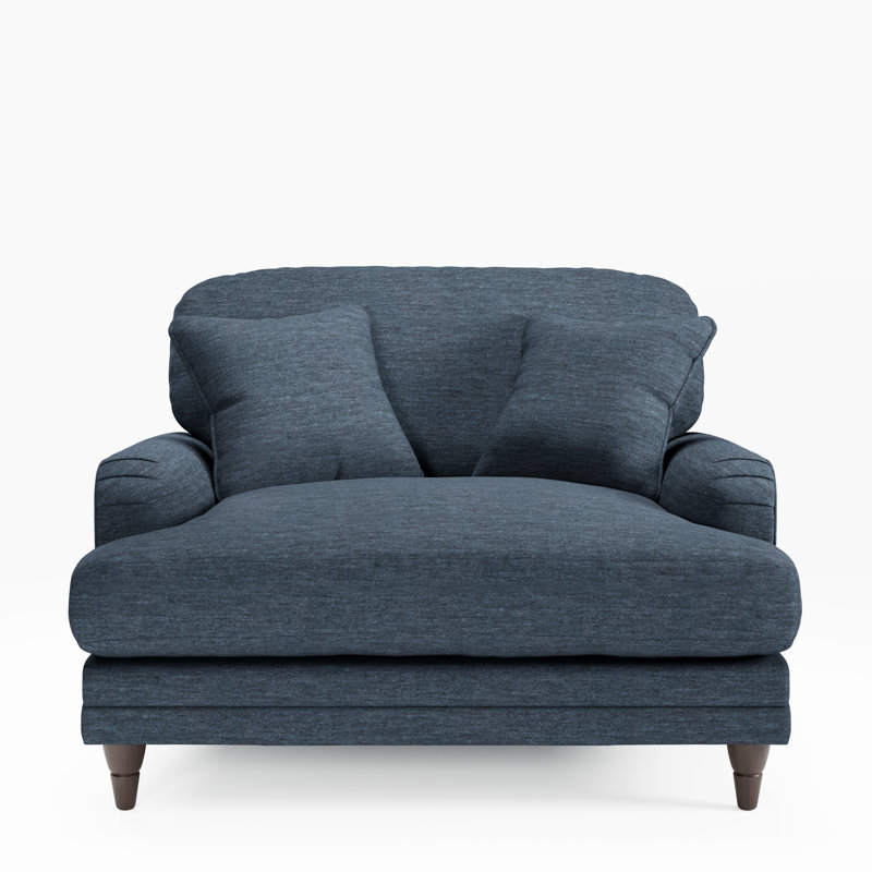 Elfur Upholstered Chair and a Half, Marine, Burnished Beech