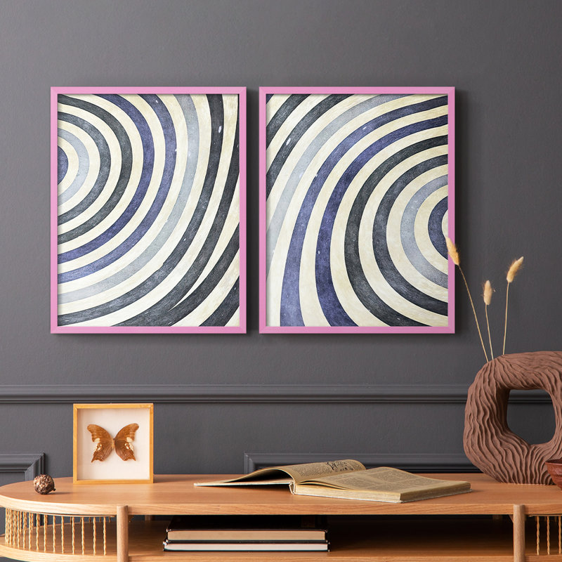 «Rings of Abstract I», reproduction encadrée de qualité supérieure - prête à être accrochée - aucun clou requis - aucun clou requis