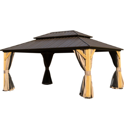 Outdoor Gazebo With Galvanized Roof And Wood - Enhance Your Backyard For Patio, Lawn Provide Shade Comfort