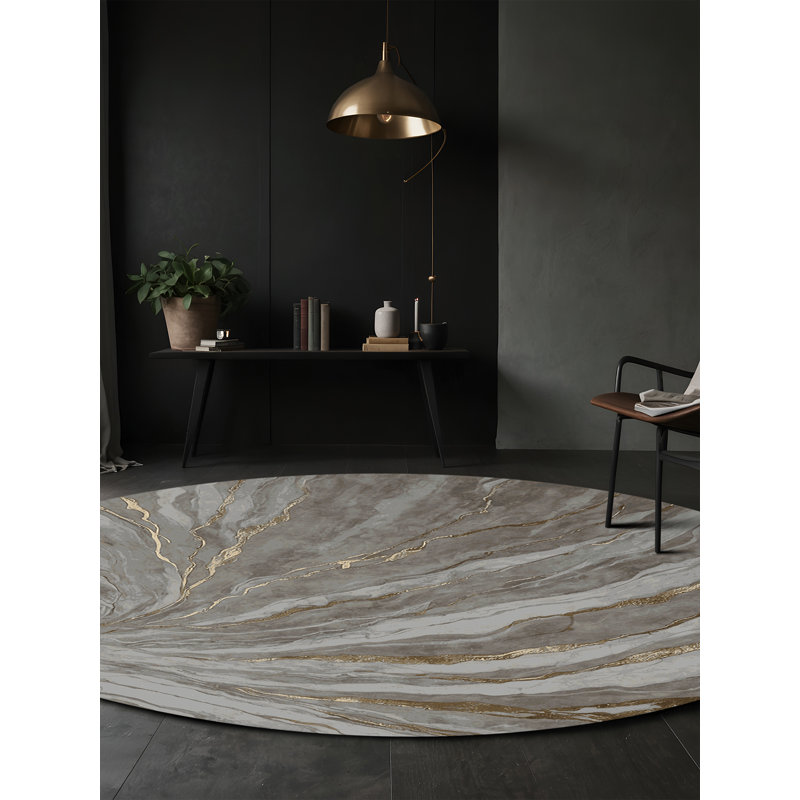 Tapis noir soyeux et moelleux, Round 3'