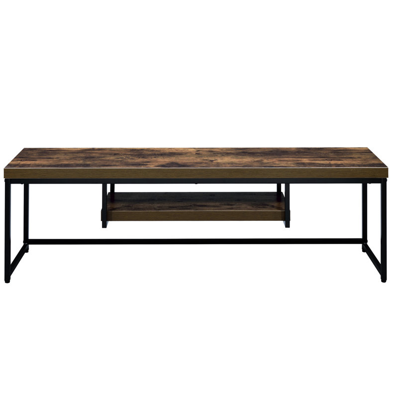 Industrial Tv Stand With Weathered Oak And Black, 60-inch Compatible Rustic Black Appearance