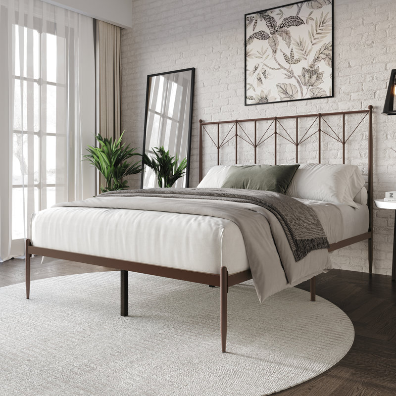 Kricia Metal Open-Frame Bed, Brown, Twin