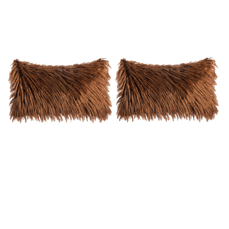 Faux Fur Pattern Faux Fur Throw Pillow Cover with Insert, Caramel, Yes