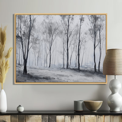 Grey White Pine Canvas, Winter Forest Wall Art, Winter Forest Wall Art - Manjunath