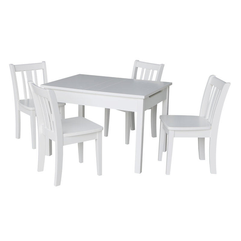 Charbel Kids Solid Wood Interactive Table and Chair Set, White