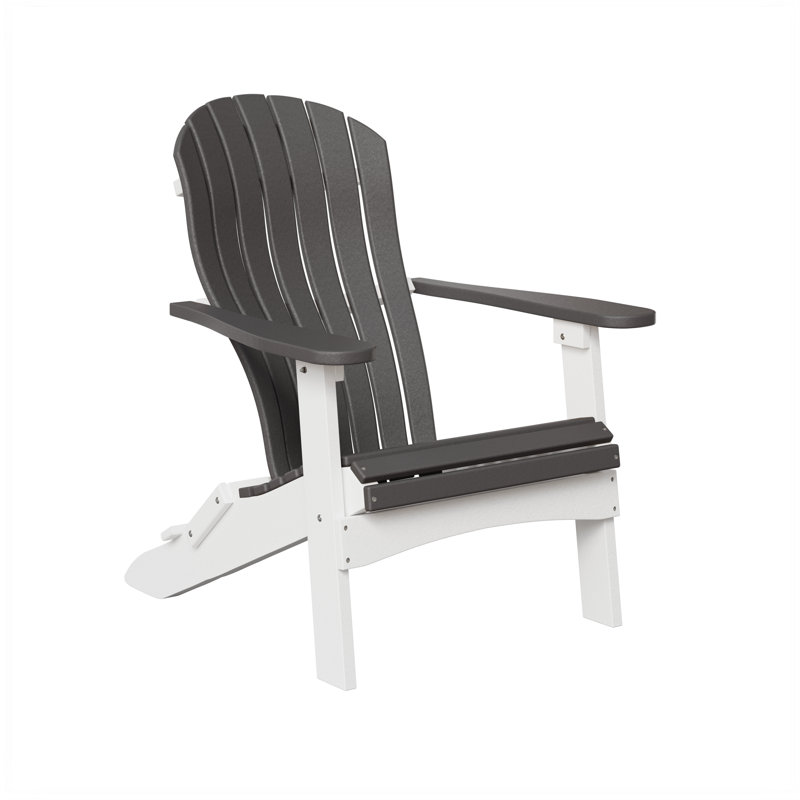 Berlin Gardens Contour Folding Adirondack Chair, Smoke Gray with White