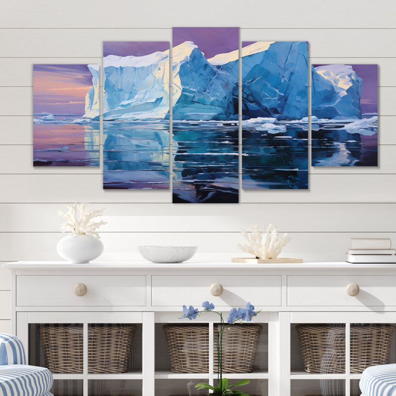 Sarcelle mauve Iceberg Unseen Profondeurs - impression sur toile de paysages - 5 panneaux