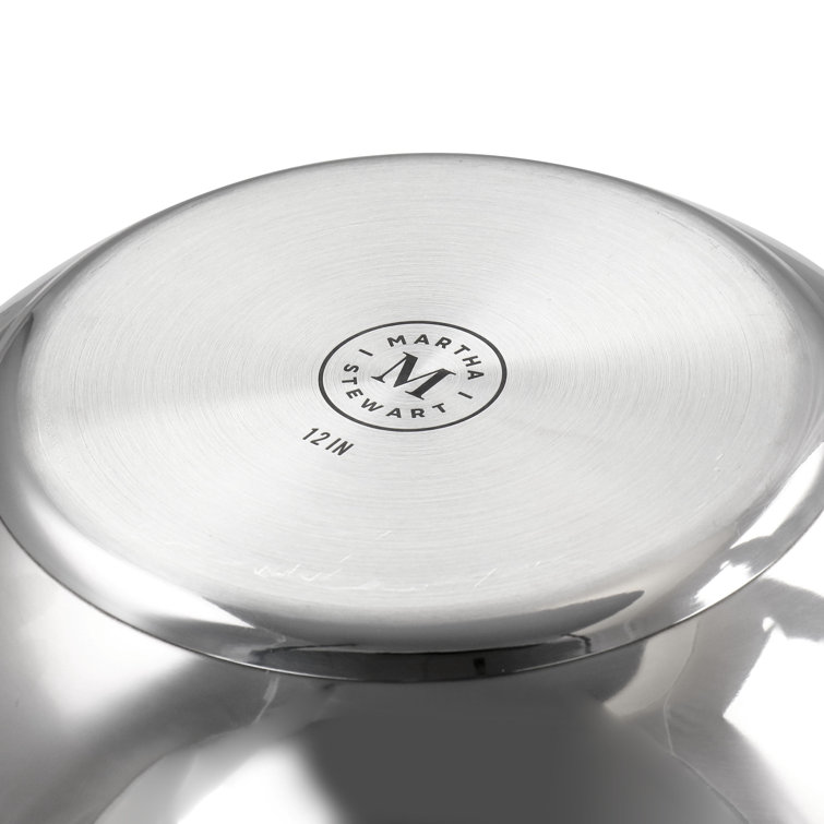 Martha Stewart Stainless Steel Essential 12 Inch Pan with Lid - On