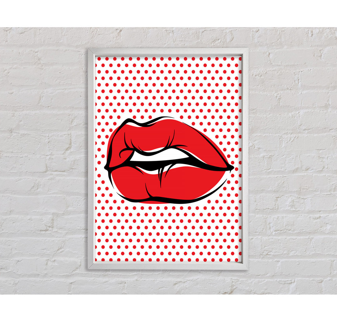 Red Lips On Pokerdots - Einzelne Bilderrahmen Kunstdrucke auf Leinwand