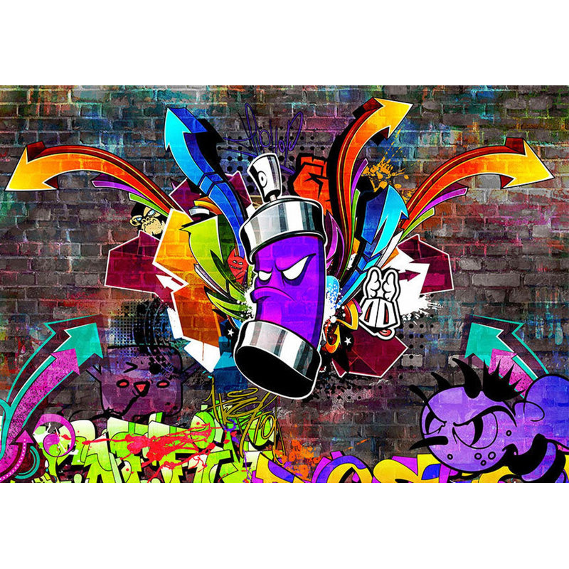 Murale Peel & Stick Street Art - Graffiti Attaque colorée, L 115 po x L 82 po