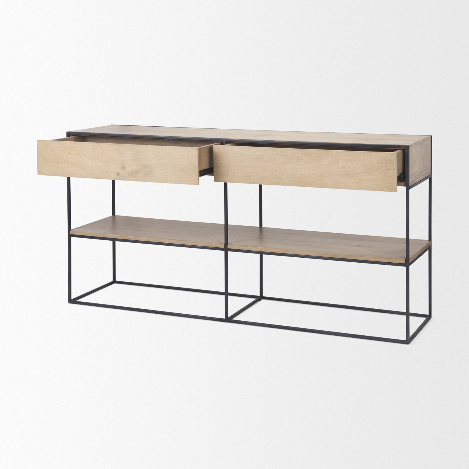Ophelia 63'' Solid Wood Console Table, Beige, Black