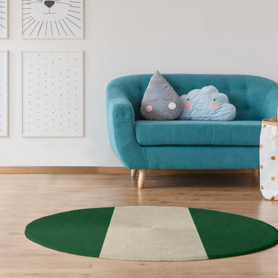 Tapis à rayures vert/crème