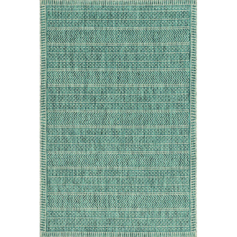 Tapis intérieur / extérieur bleu sarcelle Shona, Rectangle 3 pi x 5 pi