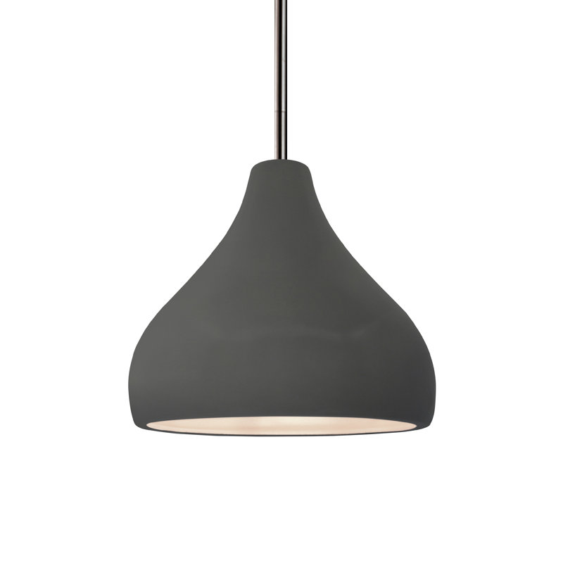 Luminaire suspendu à 1 lumière Meydan, H 7,25 po x l 8 po x P 8 po, Gris brillant, Nickel brossé