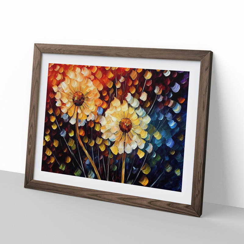Dandelion Flowers - Framed Print, 34cm H x 46cm W x 2cm D, Walnut