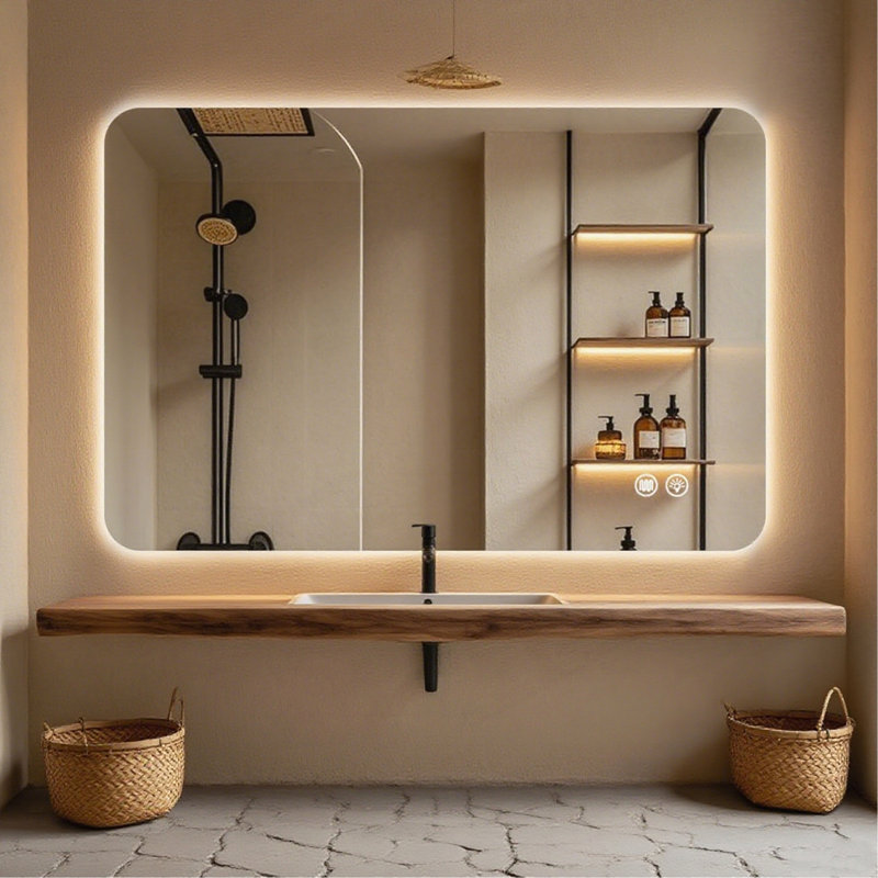 Rectangular Backlit Mirror Bathroom 30"X40", Grey, 24" x 36"