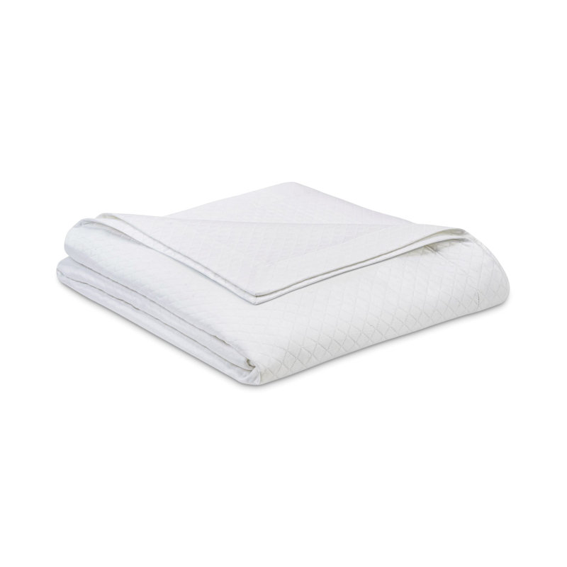 Diamante 100% Cotton Coverlet, California King Coverlet / Bedspread, White