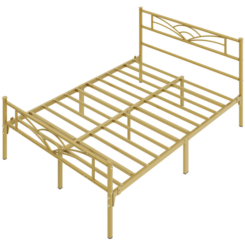 3Ft Single Metal Bed Frame, Kingsize (5'), Antique Gold