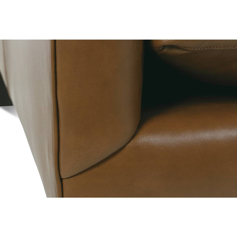 Madeline Leather Bench Cushion Sofa, 34" H x 90" W x 40" D, KL253-94, Dark Brown Wood