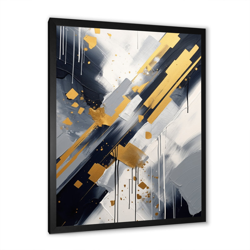 Noir et doré Profondeur du coin VII, Cadre simple noir, H 40 po x l 30 po x P 1,5 po