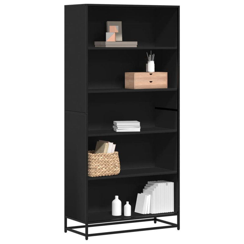 Borough Wharf Bookcase Engineered Wood, 170.5cm H x 80.5cm W x 35cm D, Black